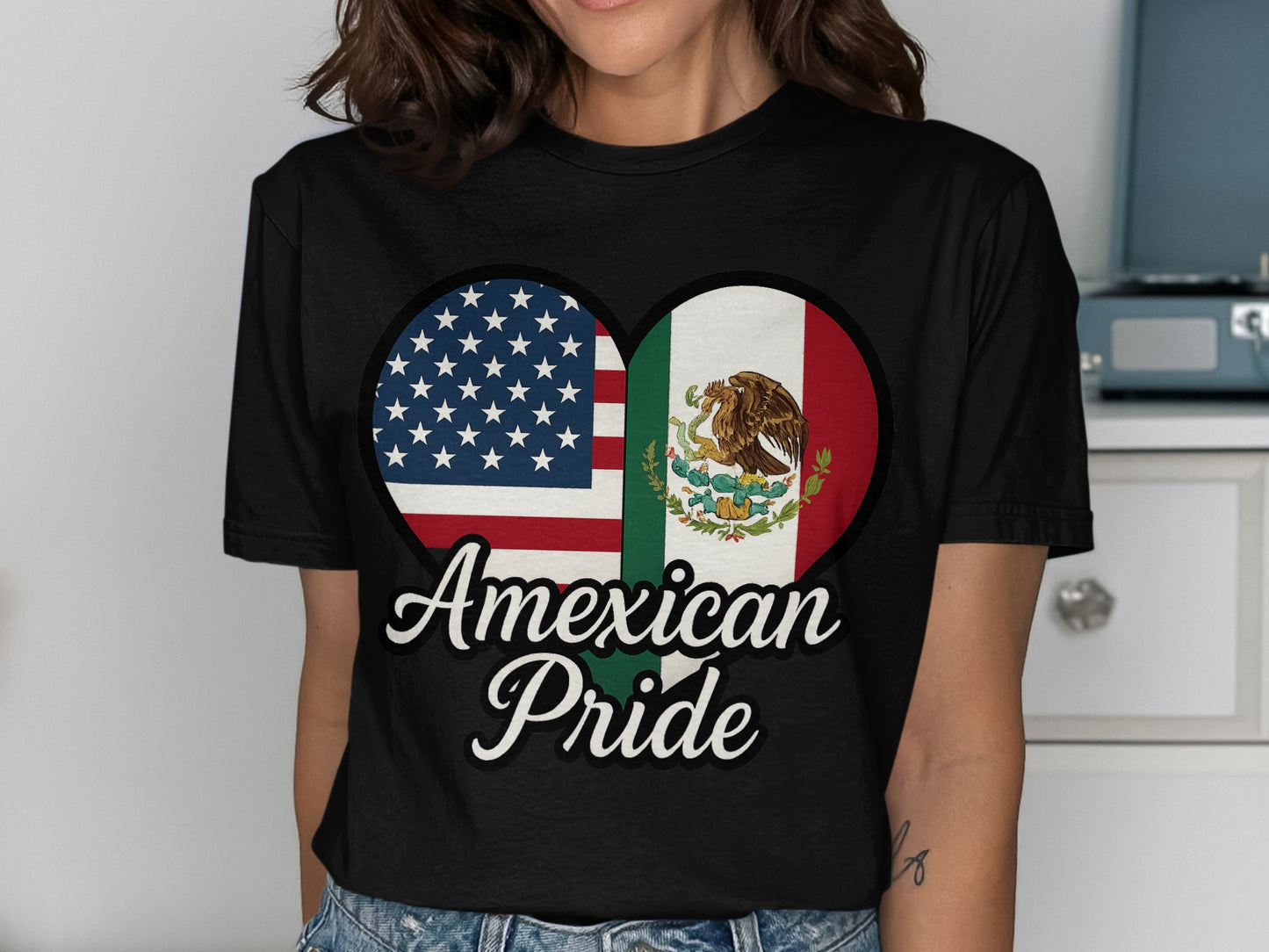 American Mexican Pride Heart Design T-Shirt product