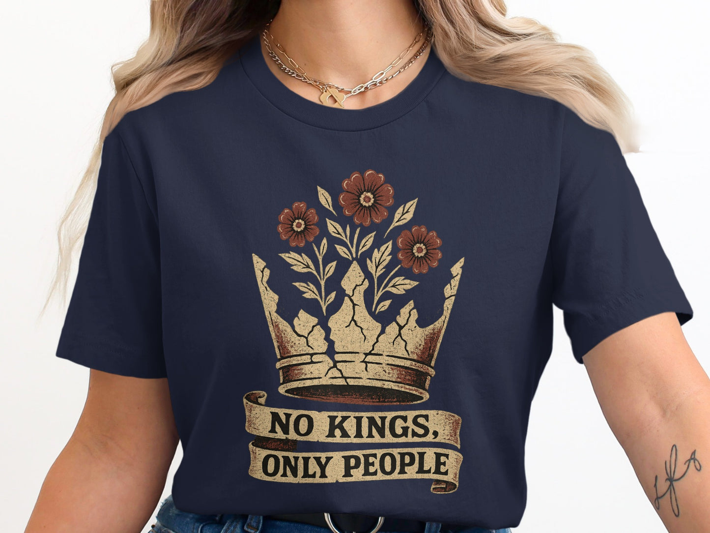 No Kings Only People Graphic Crown T-Shirt product