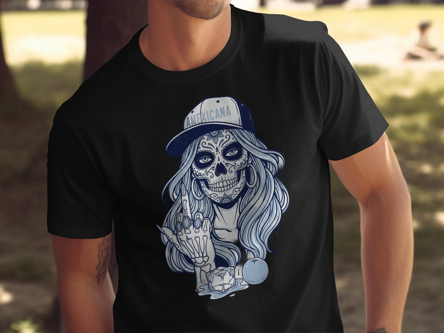 Day of the Dead Girl with Hat Illustration T-shirt
