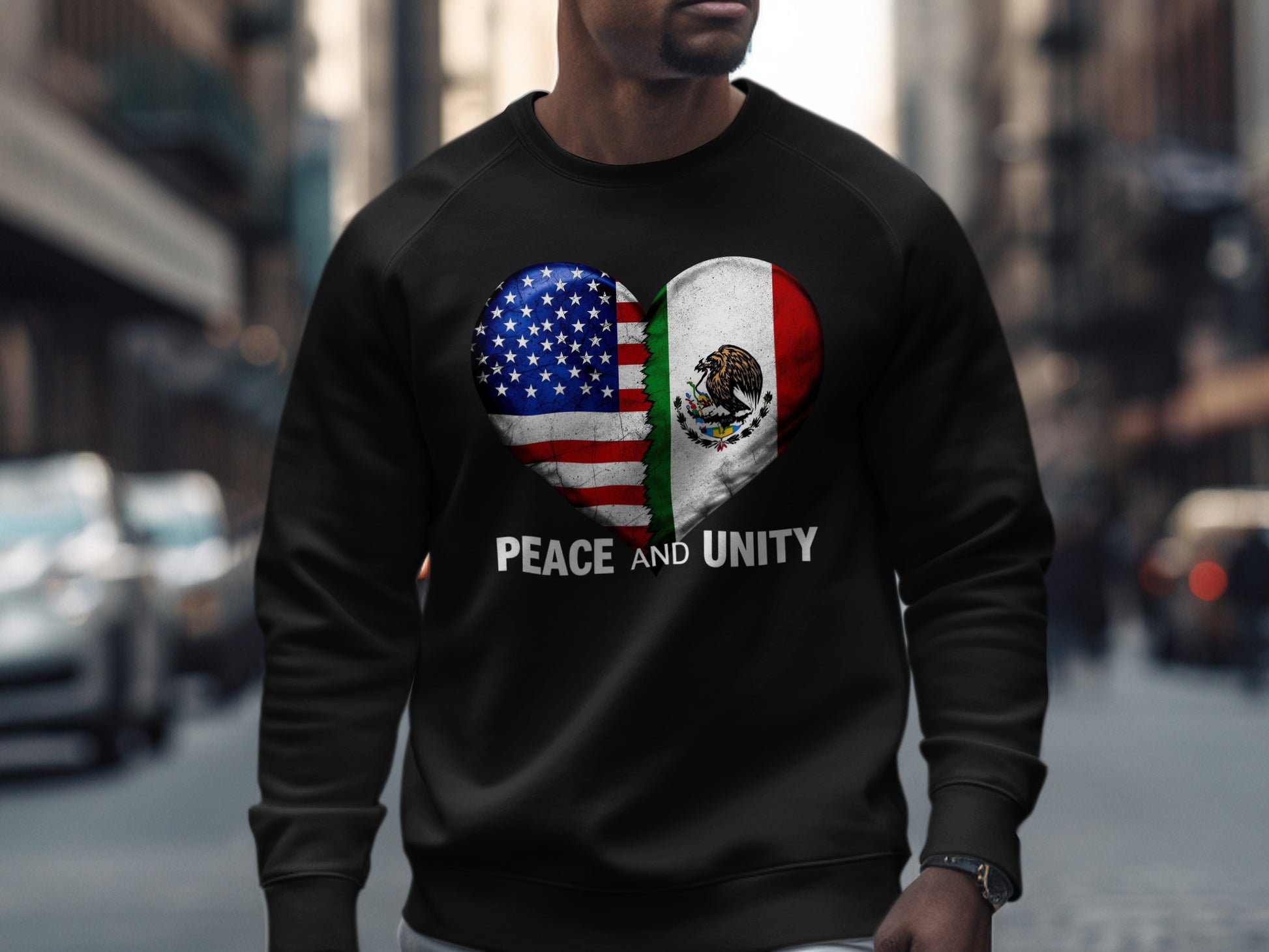 Peace and Unity US Mexico Heart Sweatshirt product type
