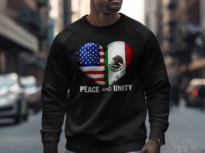 Peace and Unity US Mexico Heart Sweatshirt product type