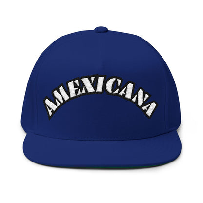 Blue Snapback Hat With AMEXICANA Embroidery