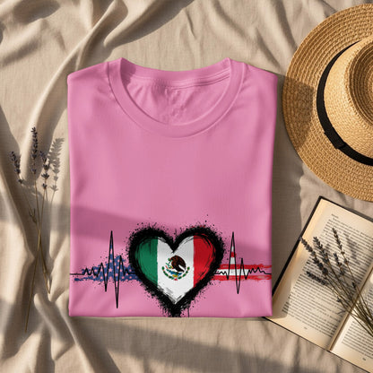 Mexican Heartbeat Flag Design on Pink Shirt product