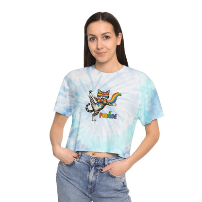 Pride Purr Ride Tie-Dye Crop Tee for Women