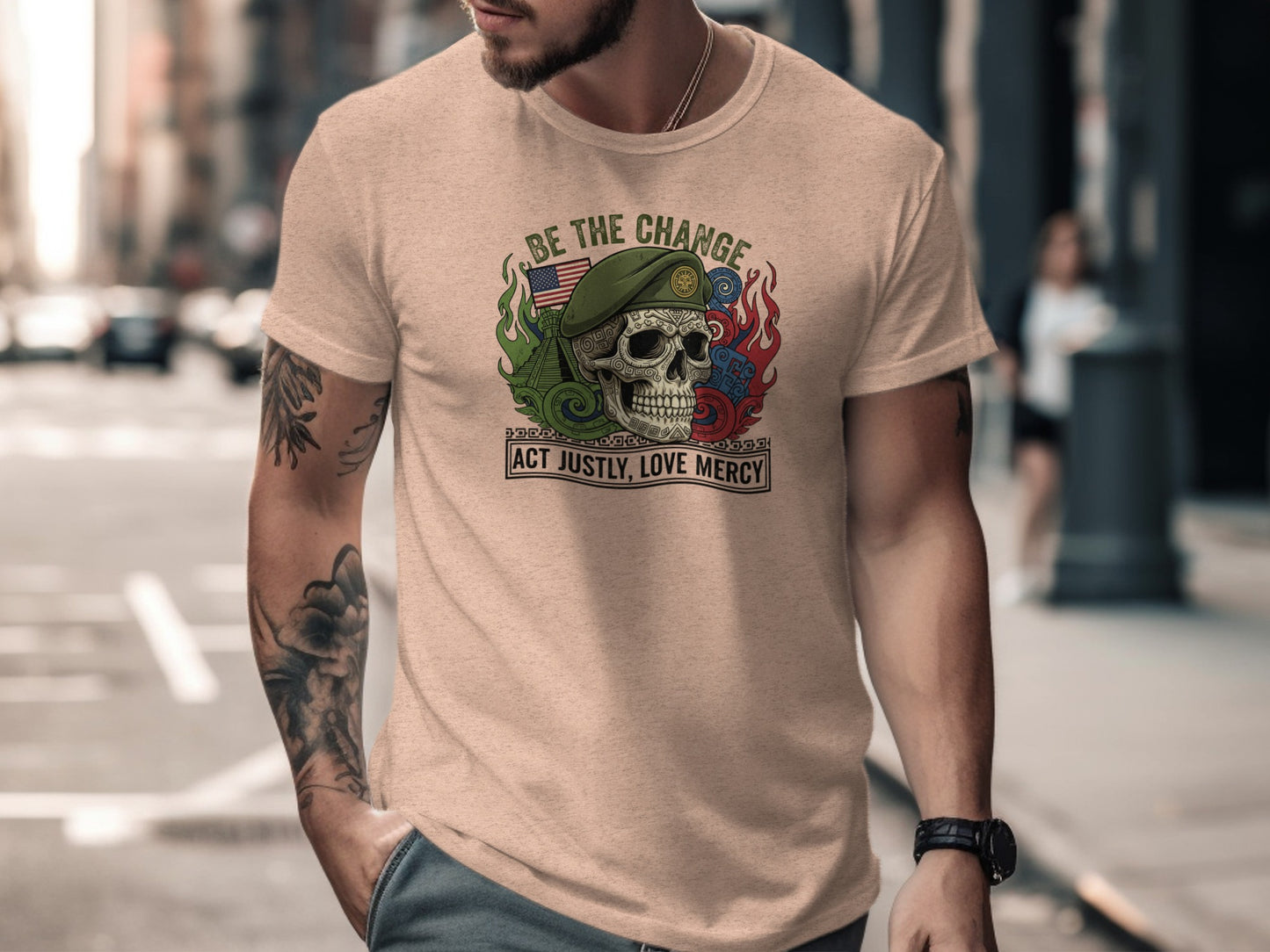 Be The Change Act Justly Love Mercy Skull T-shirt