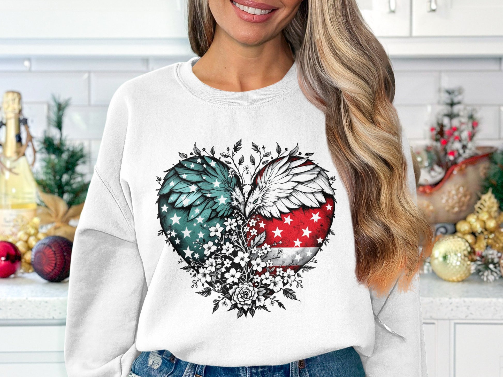 Heart Shaped Wings and Star Design Sweatshirt product type