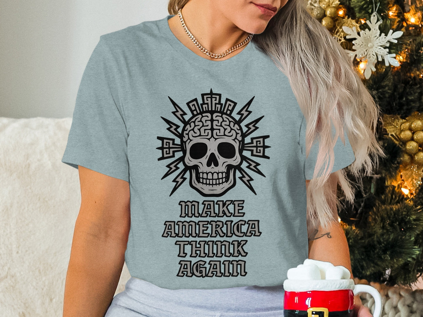 Make America Think Again Skull Graphic Tee