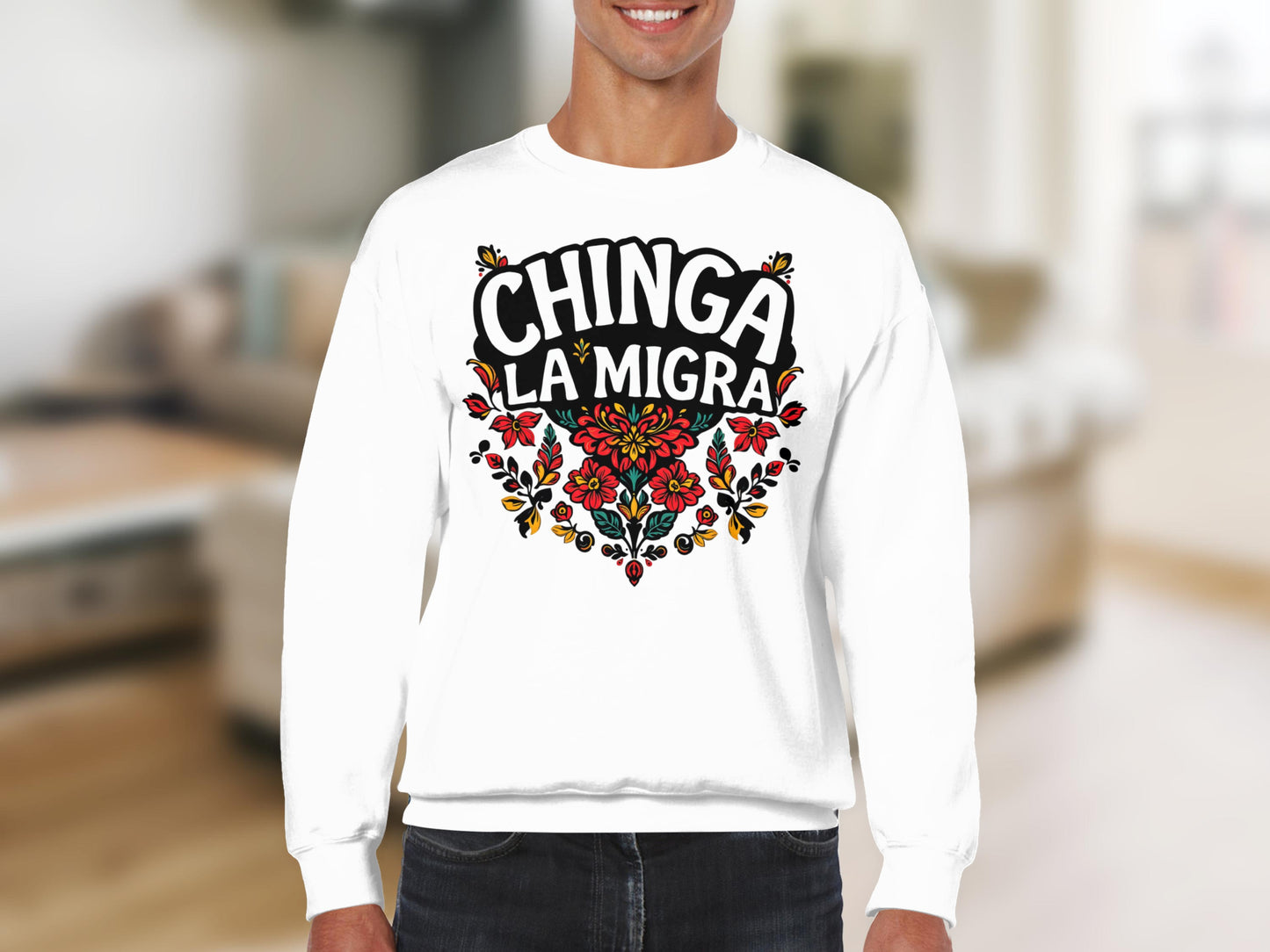 Chinga La Migra Floral Sweatshirt product type