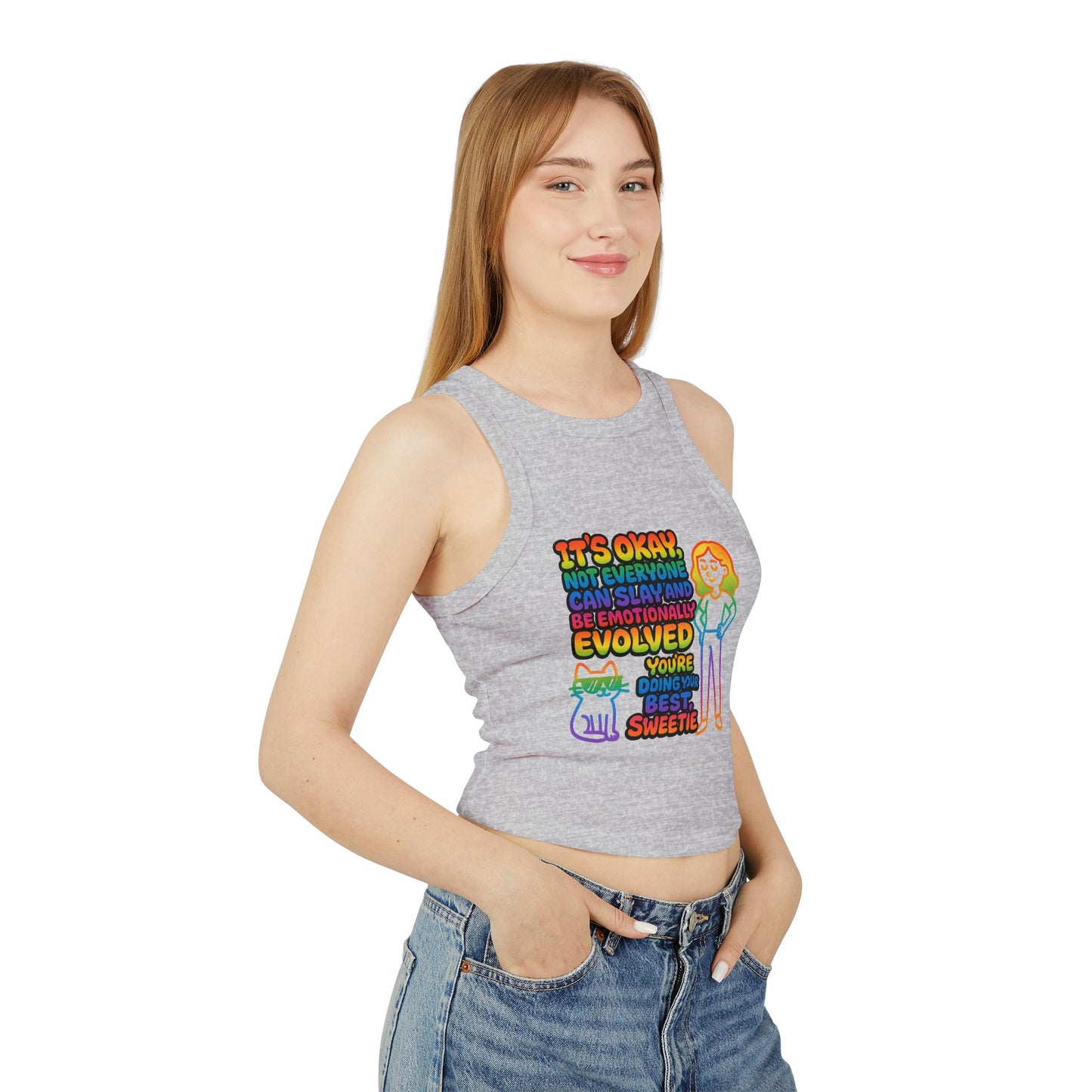 Pride Tank Top Motivational Women's Racer Tank Top - "You're Doing Your Best, Sweetie"