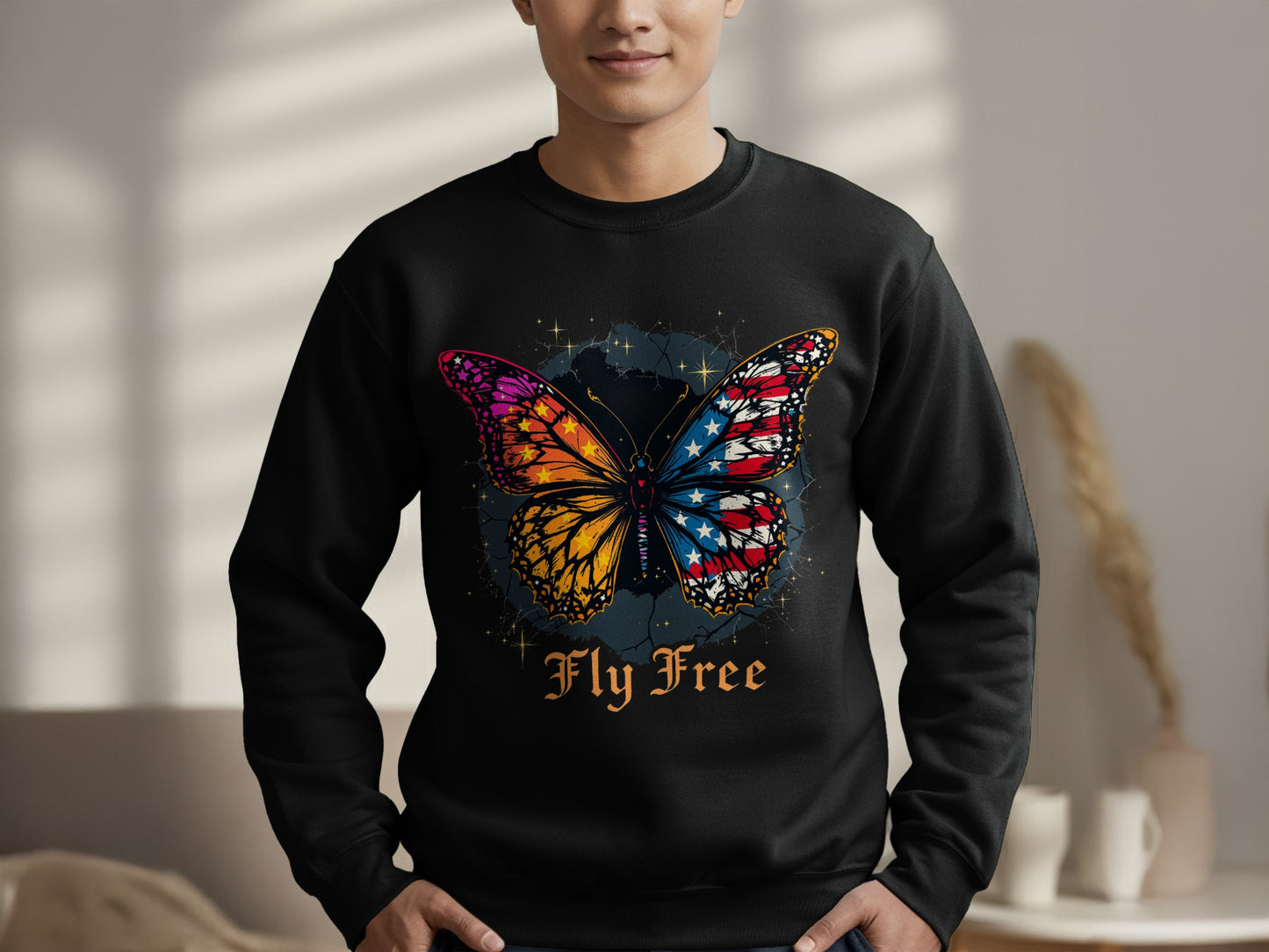 Fly Free Colorful Butterfly Art Sweatshirt product type
