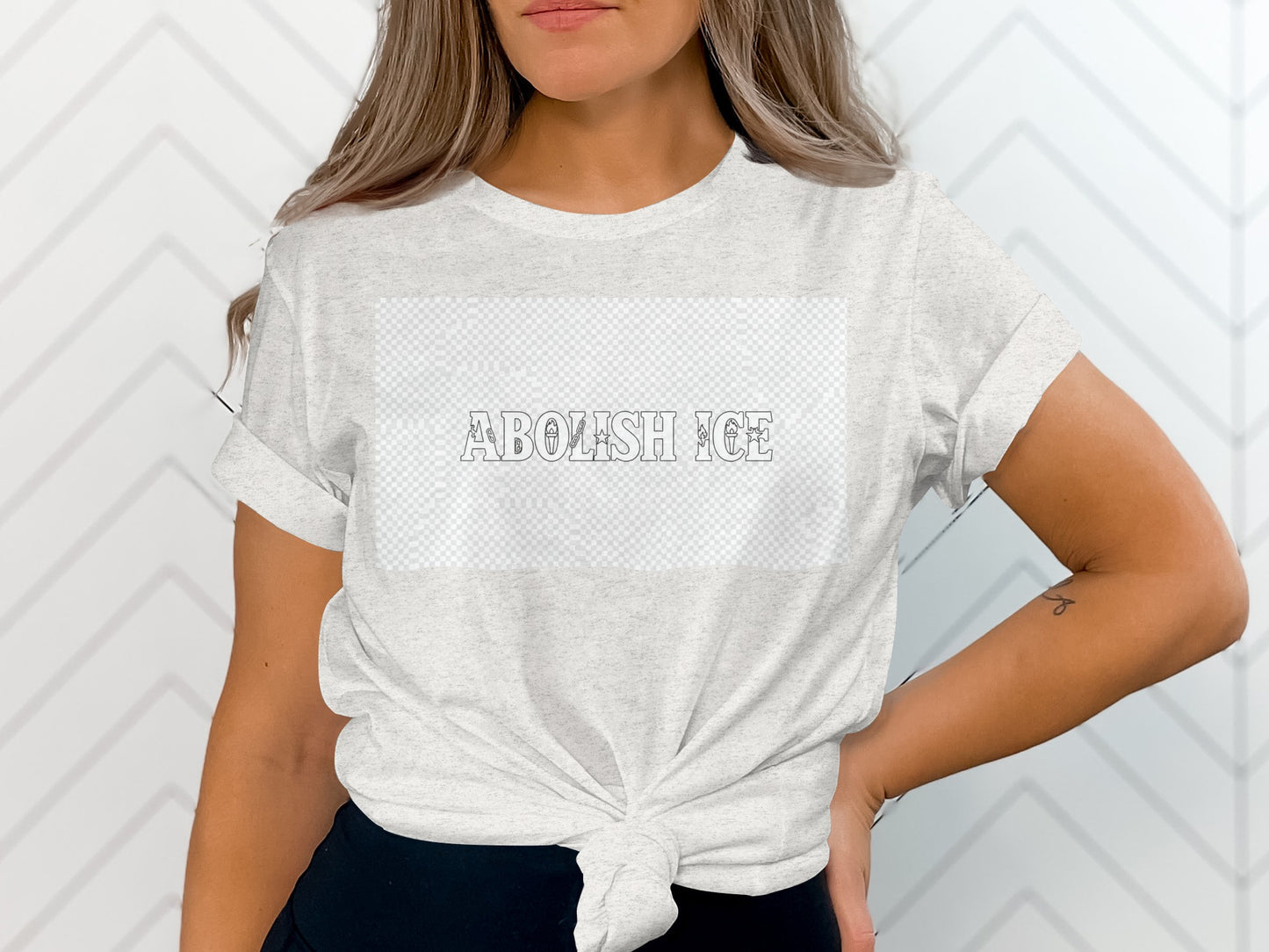 Abolish ICE Statement Tee with Rolled Sleeves