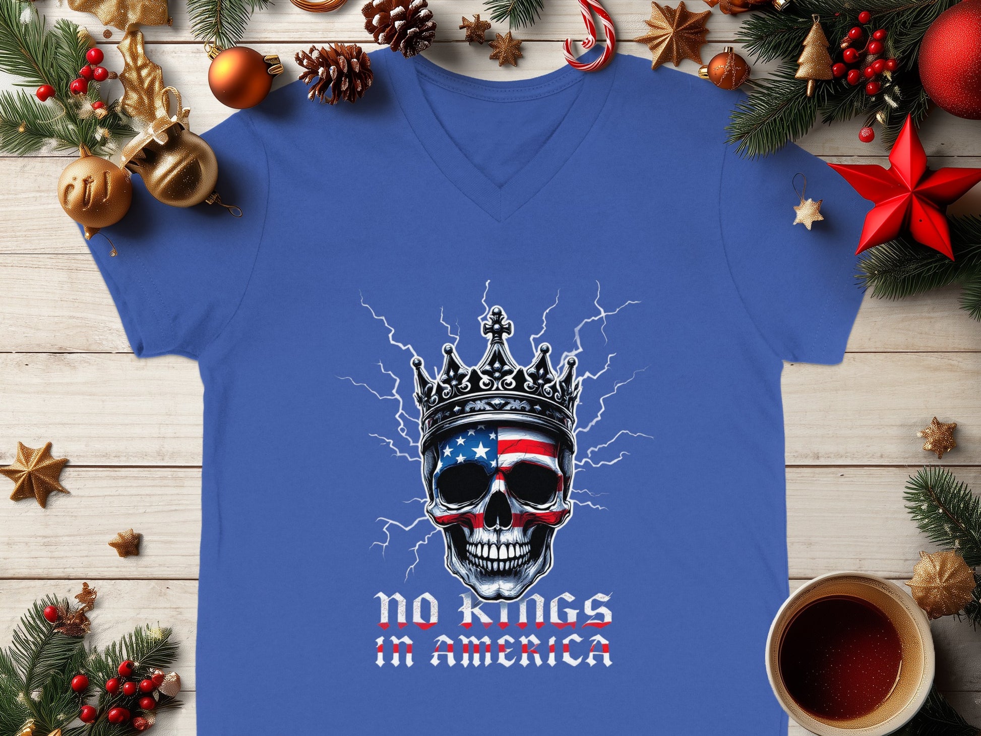 Patriotic Skull No Kings in America T-shirt