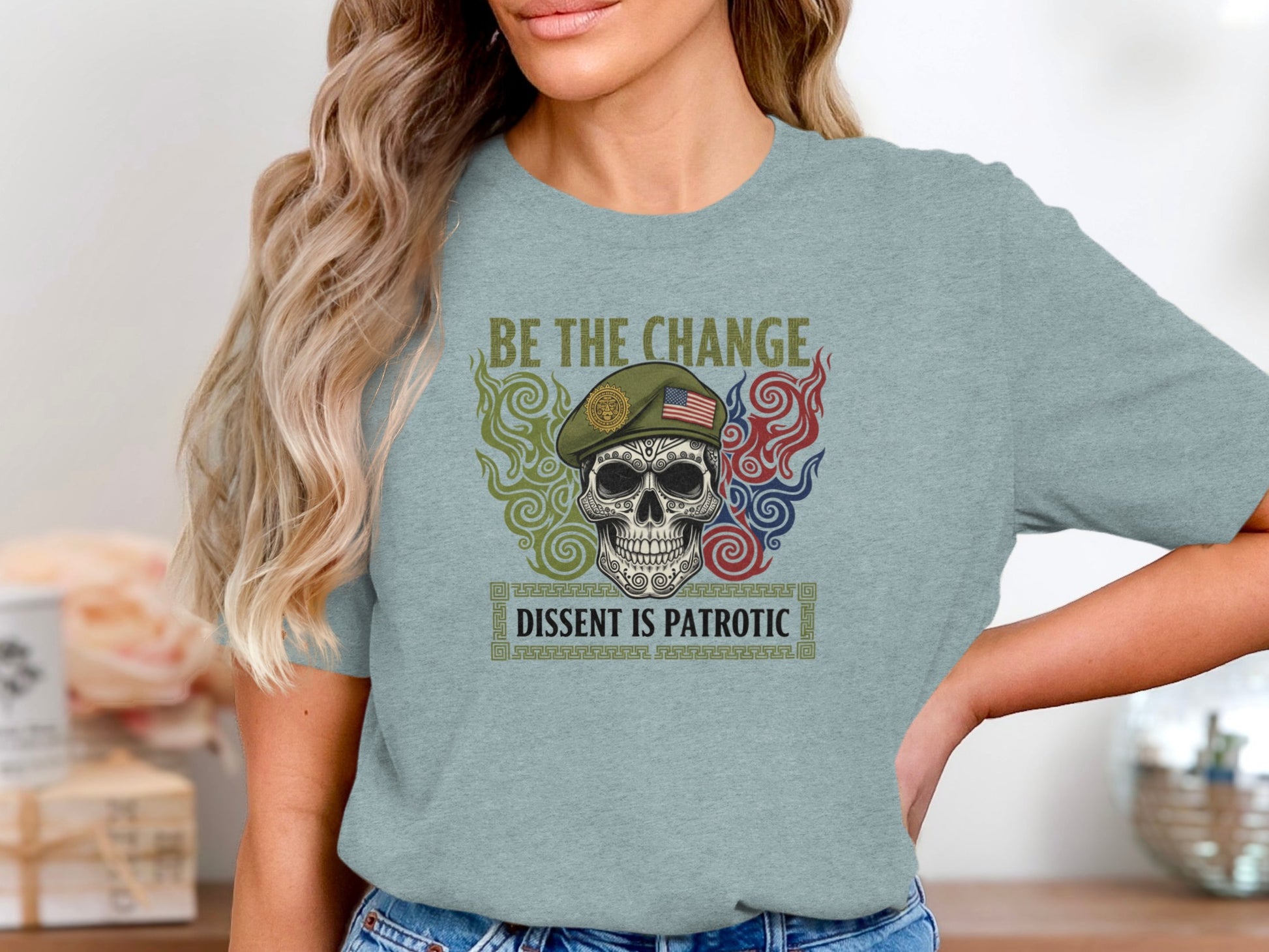 Be The Change Dissent Is Patriotic graphic tee