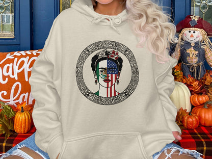 Unique Frida Kahlo American Flag Hoodie product