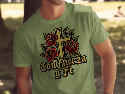 Con Fuerza y Fe Graphic T-shirt Religious product type
