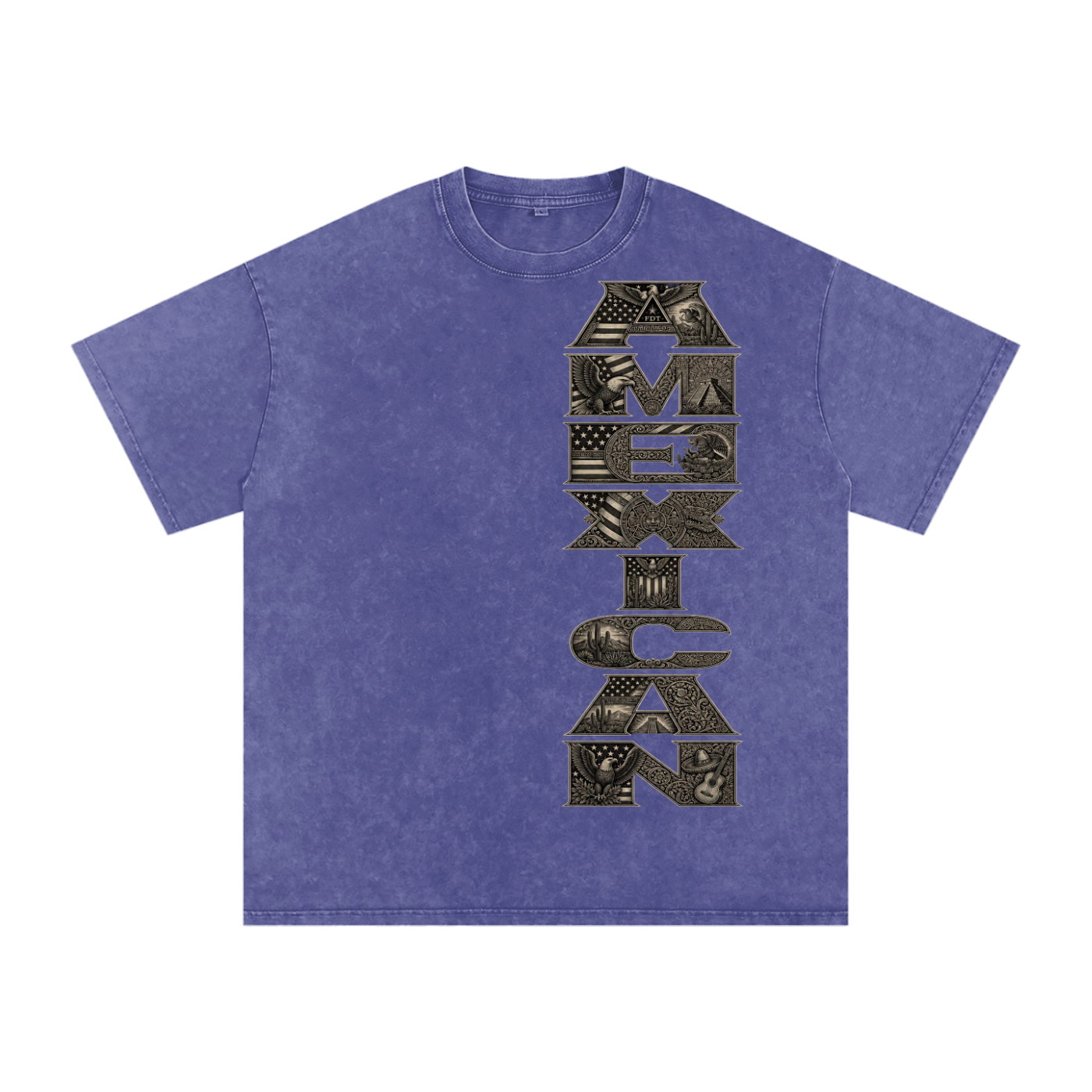 Amexican Pride Subtle FDT Design Snow Washed Oversized Cotton T-Shirt