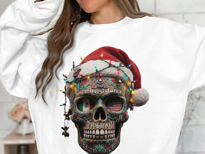 Skull With Christmas Lights Graphic Design Top