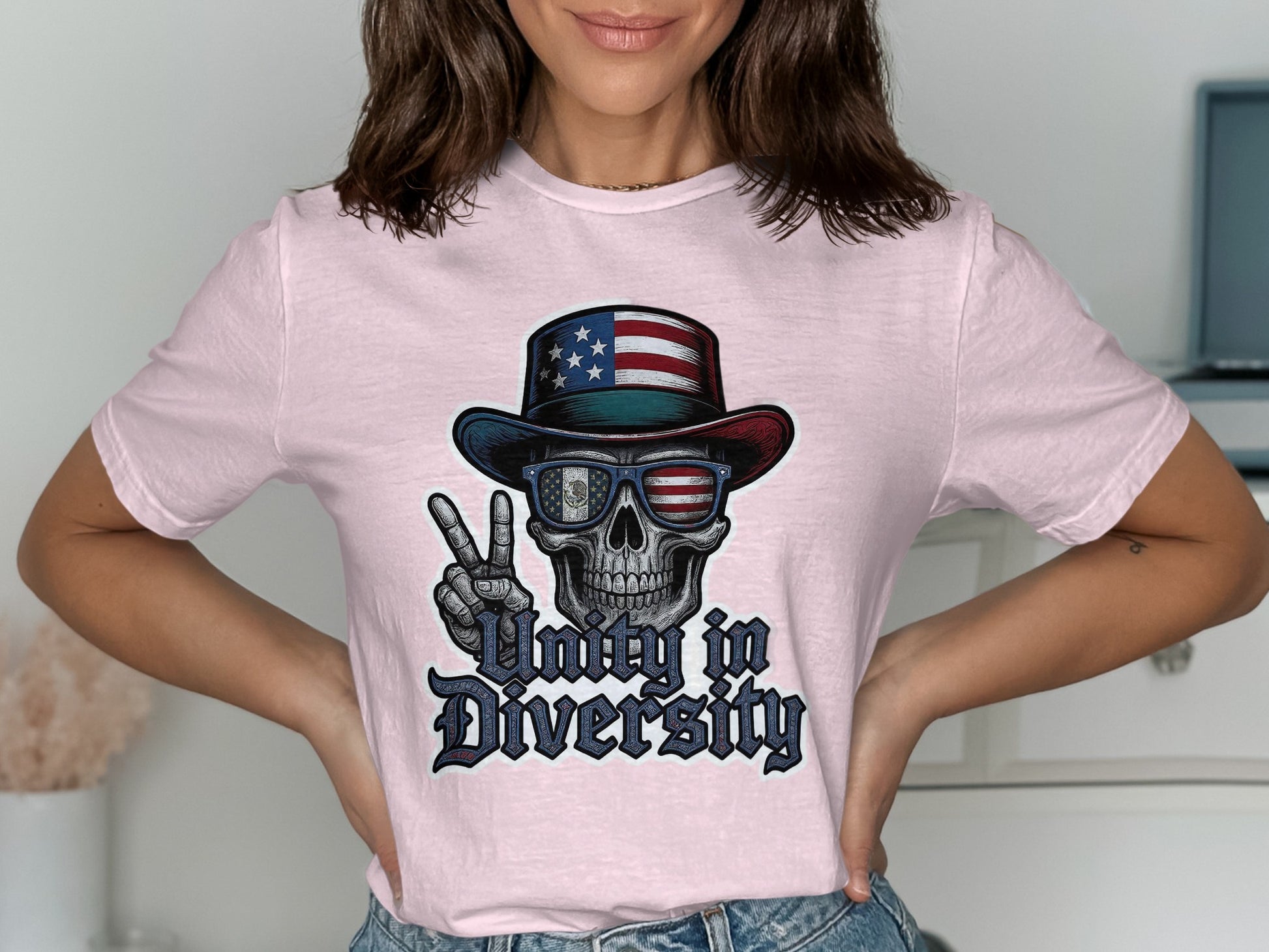 Unity in Diversity Skull T-shirt trendy apparel product