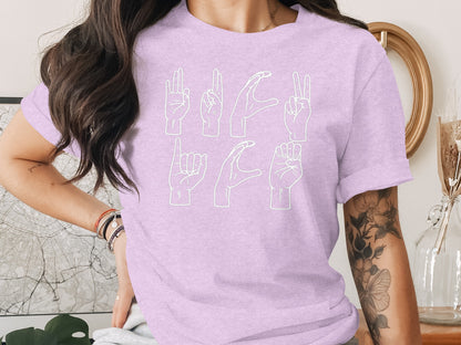 Sign Language Hand Gesture Graphic T-Shirt