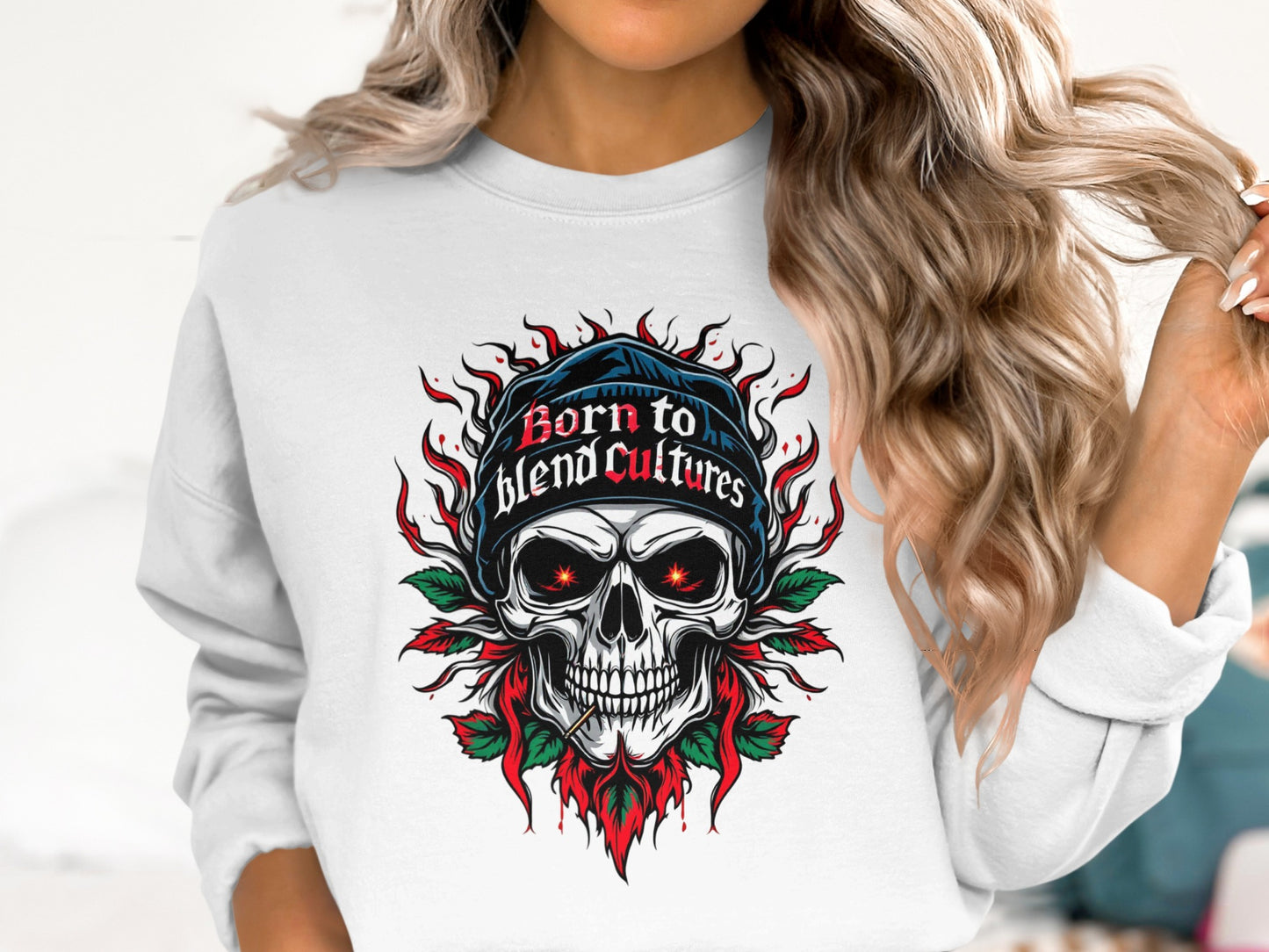Born to Blend Cultures Skull Artwork Sweater product