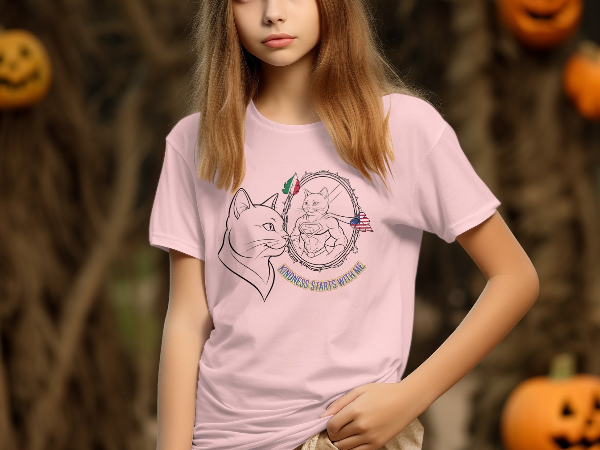 Kindness Starts With Me Cat Graphic T-shirt