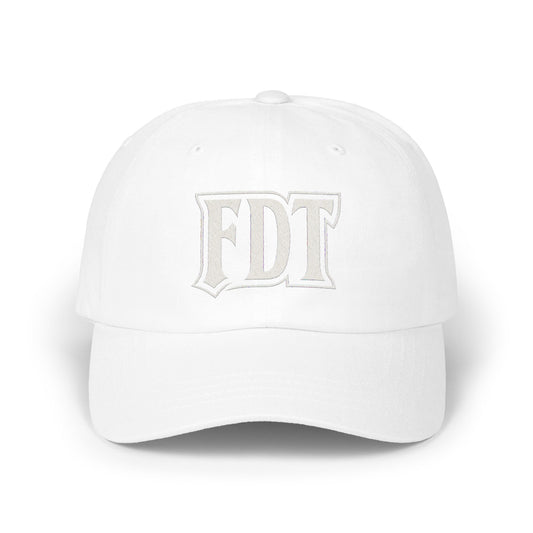 Stylish White Cap Featuring Bold FDT Logo product type