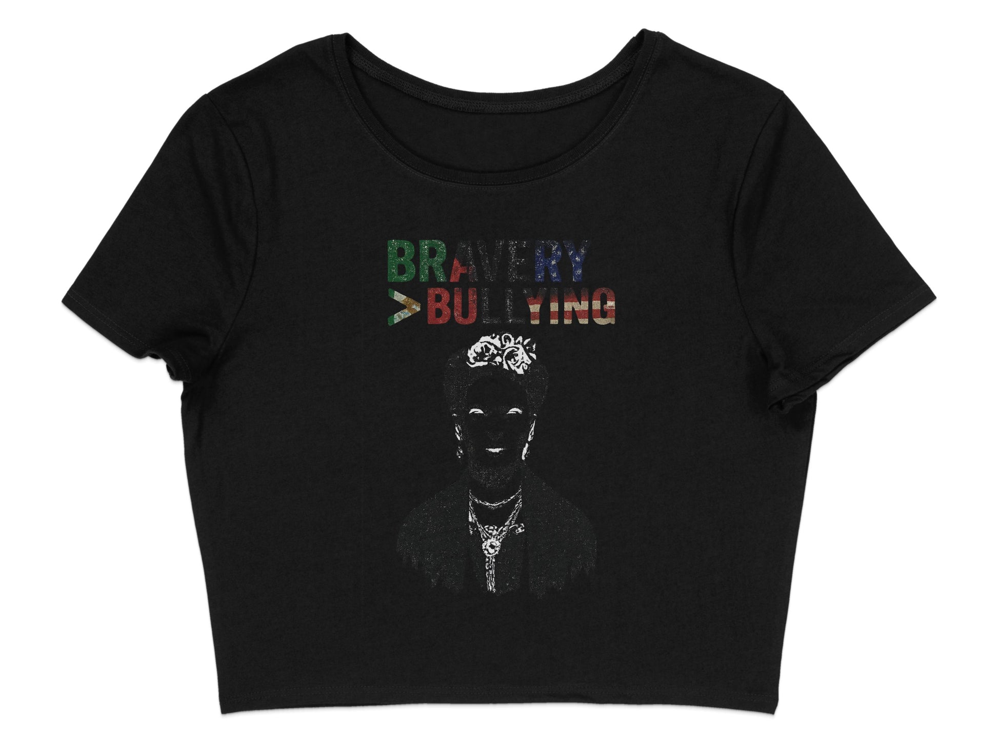 Bravery Bullying Graphic Black Cropped Shirt product