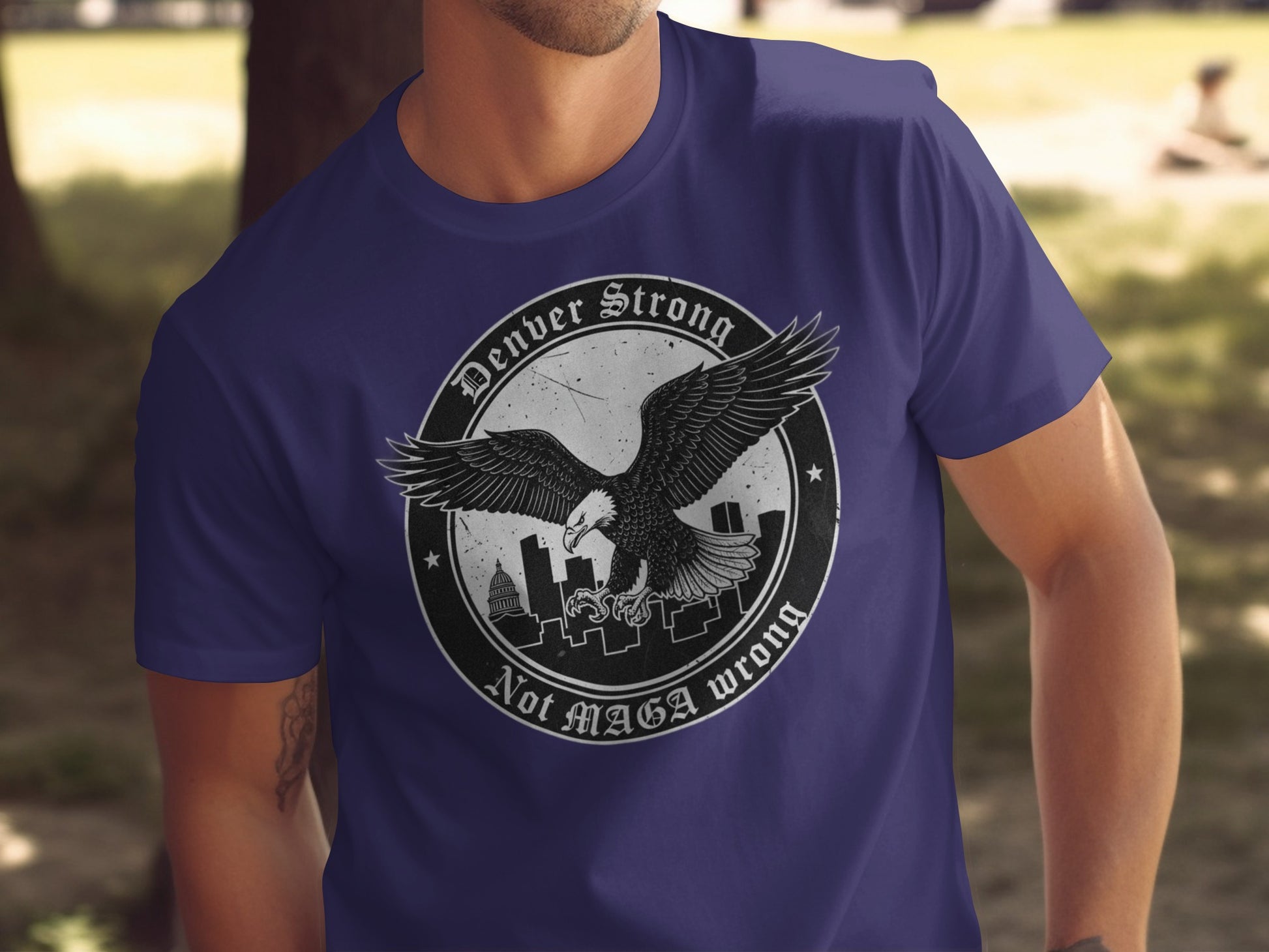 Denver Strong Not MAGA Wrong Eagle Graphic Tee