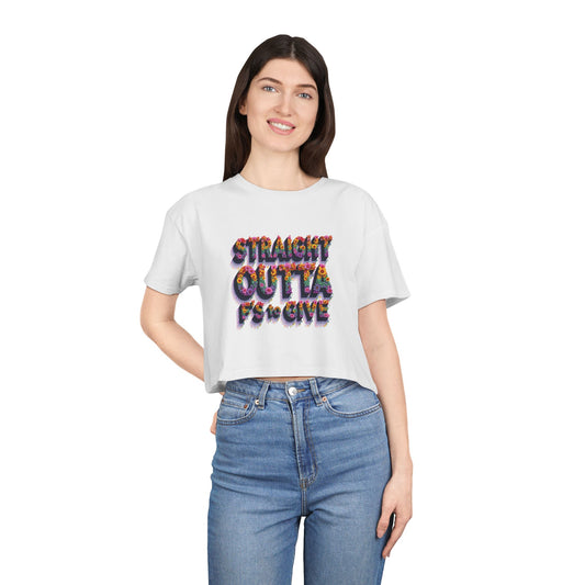 Pride Crop tee Women’s Crop Tee - ‘Straight Outta Fs to Give’ Graphic Tee