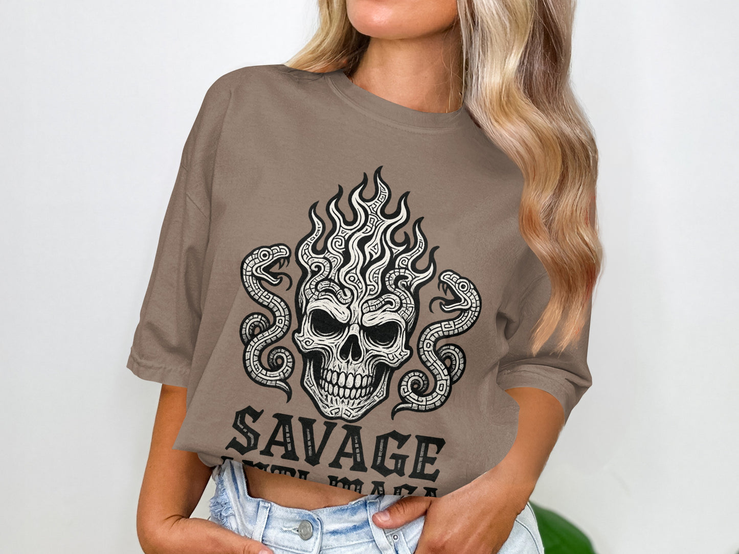 Savage Skull Mafia Snake Graphic T-Shirt