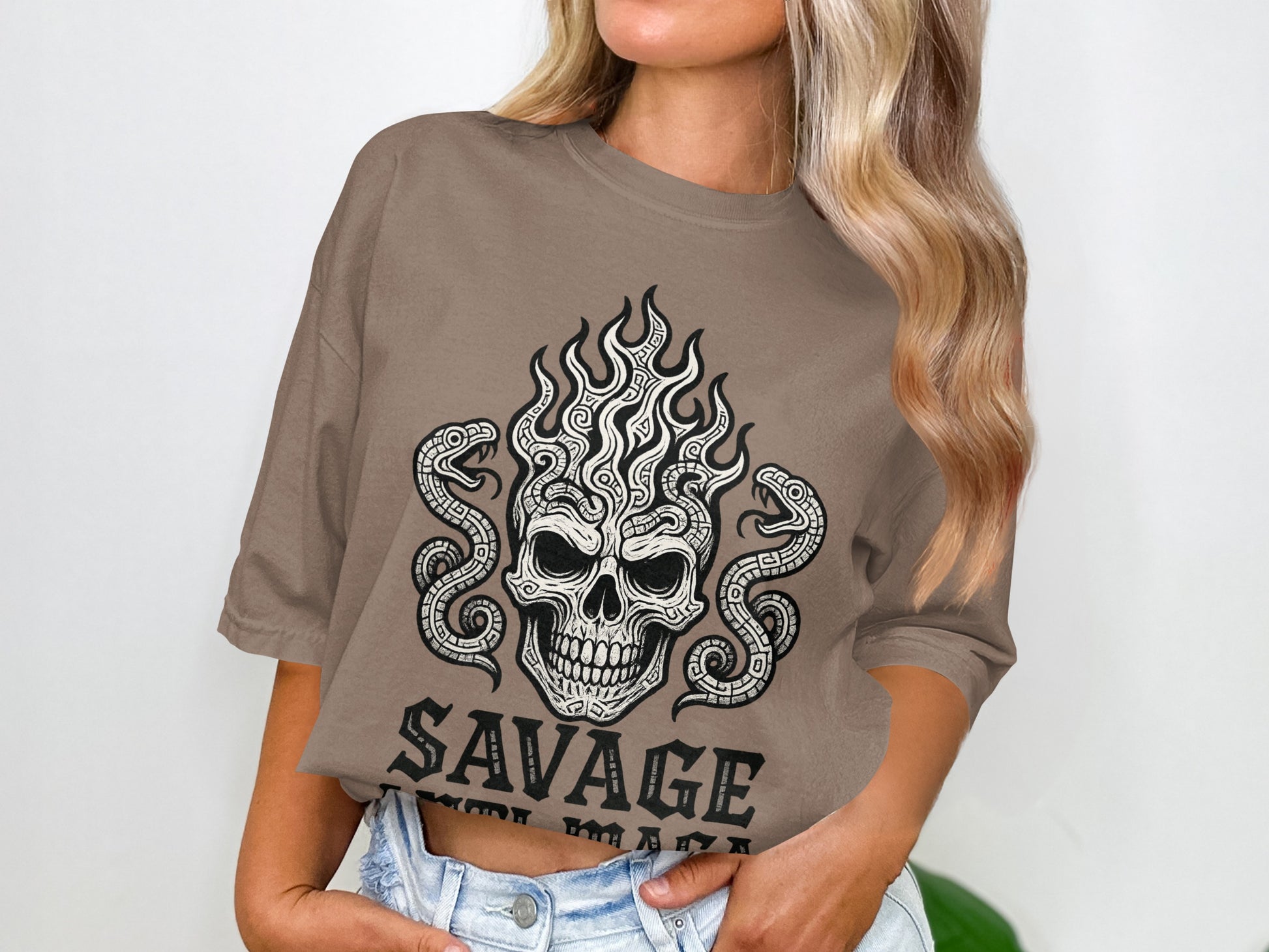 Savage Skull Mafia Snake Graphic T-Shirt
