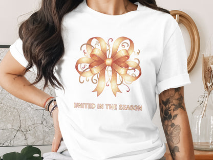 Festive Seasonal Bow Graphic United in the Season Shirt