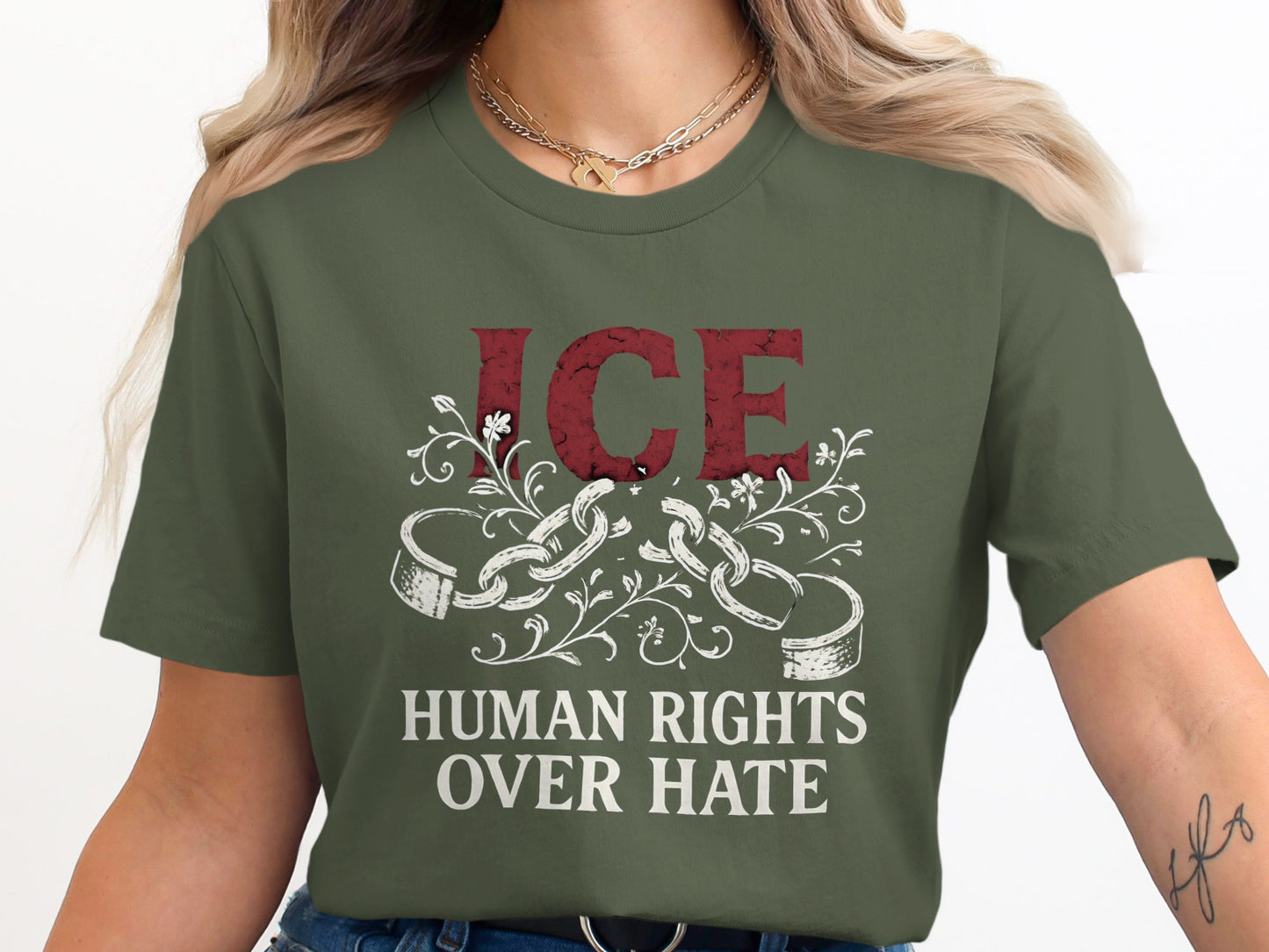ICE Human Rights Over Hate Statement T-Shirt product