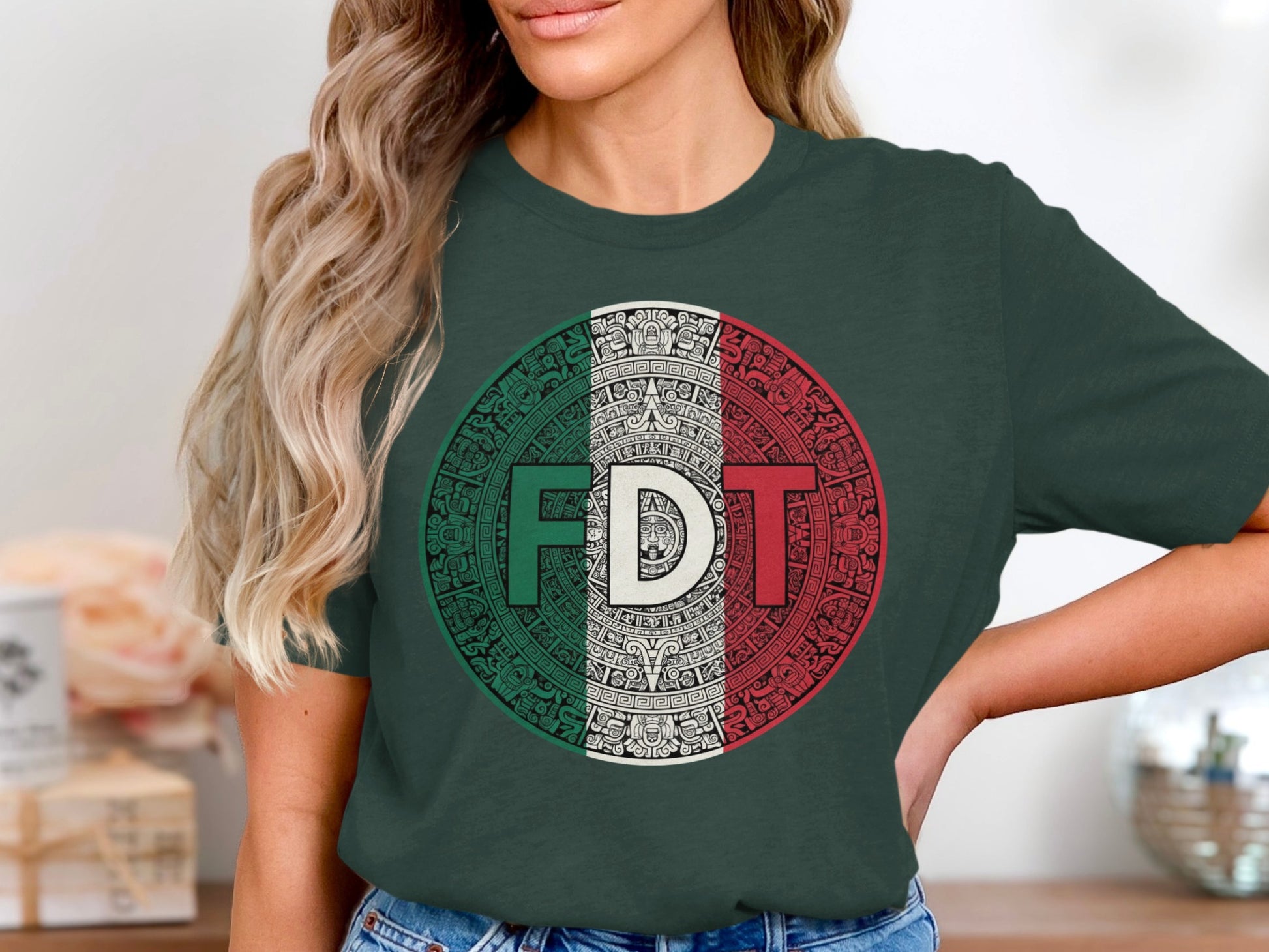 FDT Mexican Flag Aztec Calendar Graphic Tee product