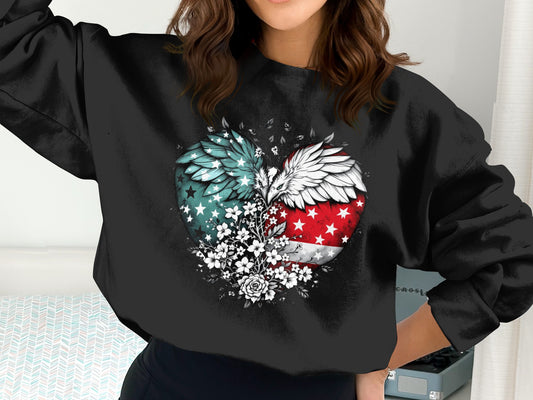 Patriotic Heart and Eagle Printed Sweatshirt product type