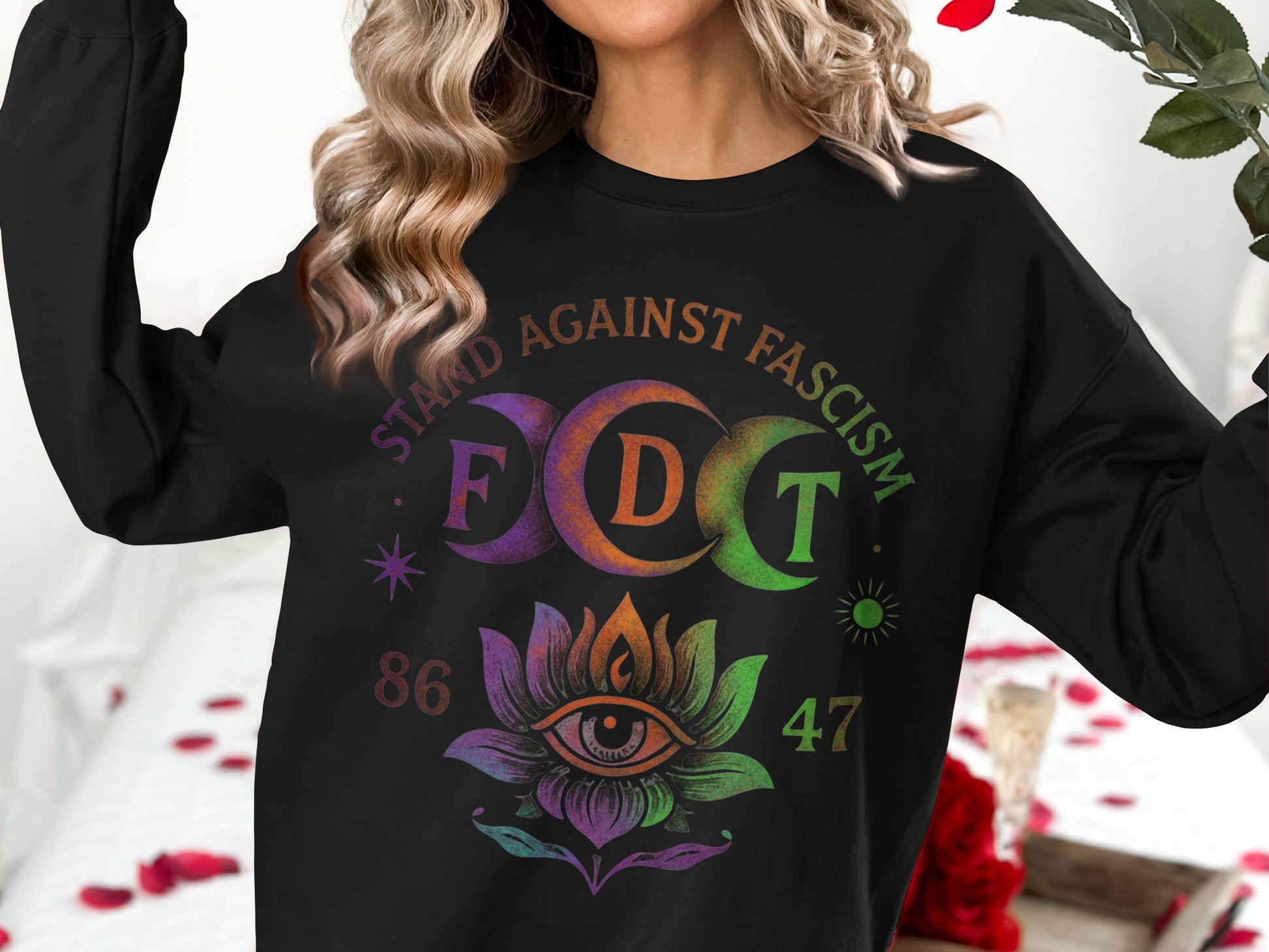 Stand Against Fascism FDT Lotus Eye Sweatshirt product type