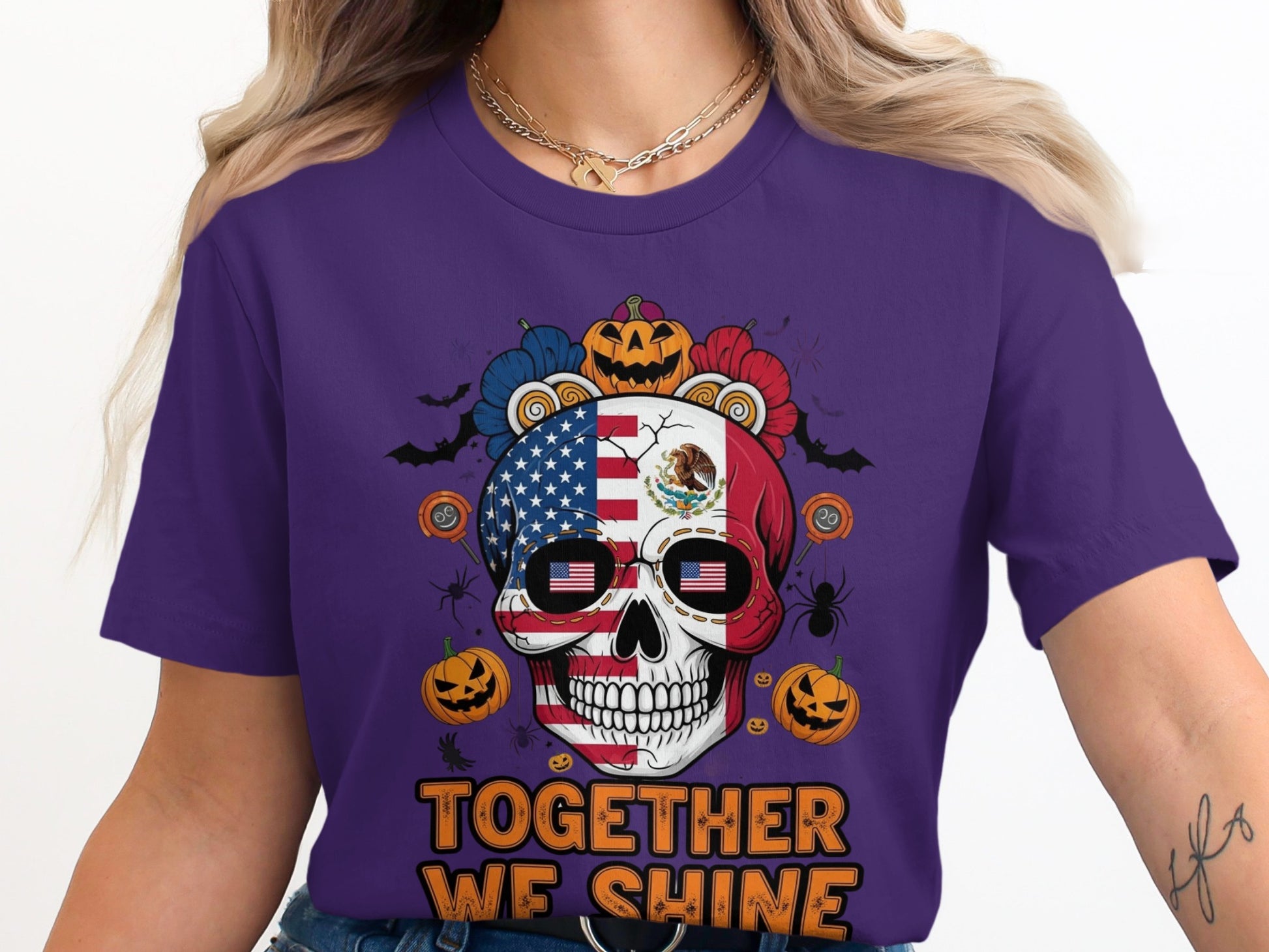 Colorful Halloween Skull Graphic Together We Shine product type
