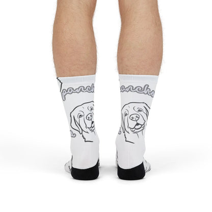 Fun Dog Print on White Crew Length Socks Product