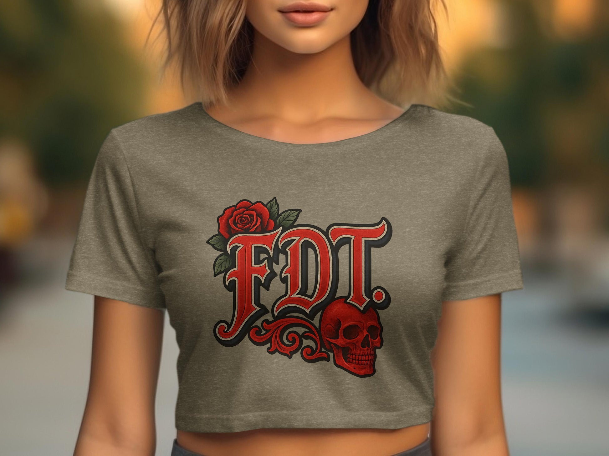 FDT Skull and Rose Graphic Cropped Top product type