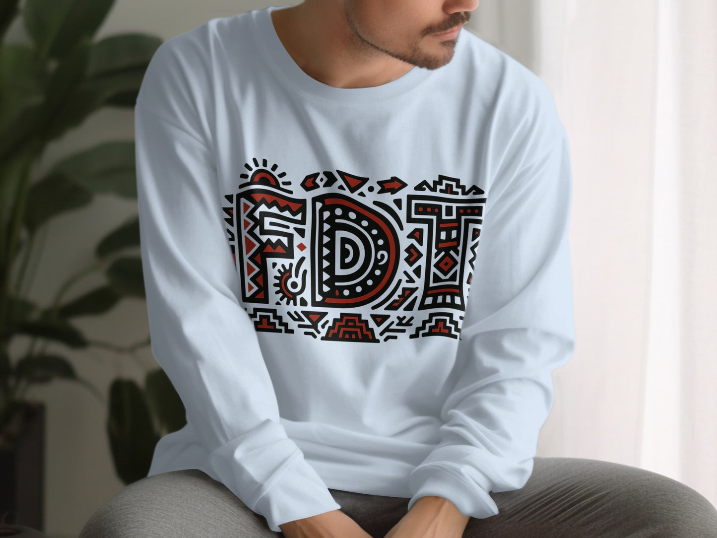 Stylish Long Sleeve Shirt with Trendy Graphic Design
