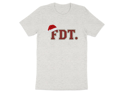 FDT Red Lettering Tee with Santa Hat Holiday Shirt