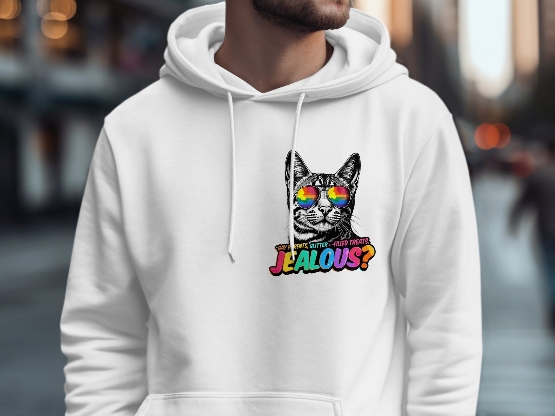 Jealous Cat Graphic Hoodie Cool Streetwear Fashion product