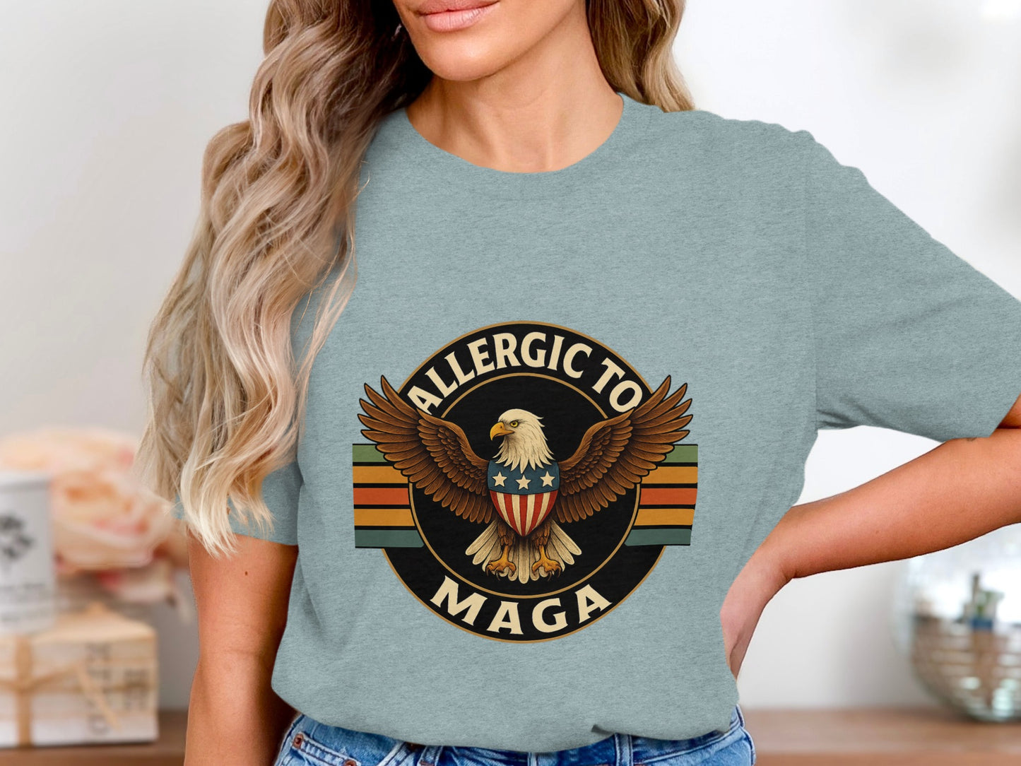 Allergic to MAGA with Eagle Graphic T-shirt product