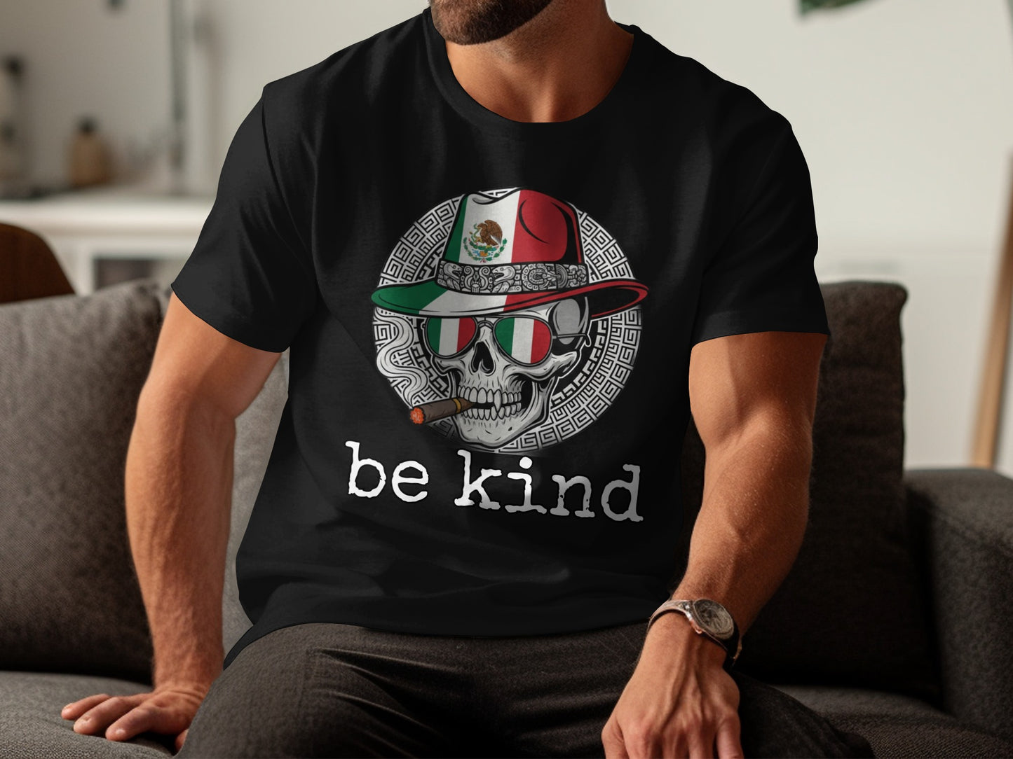 Be Kind Skull with Hat and Sunglasses Design Shirt