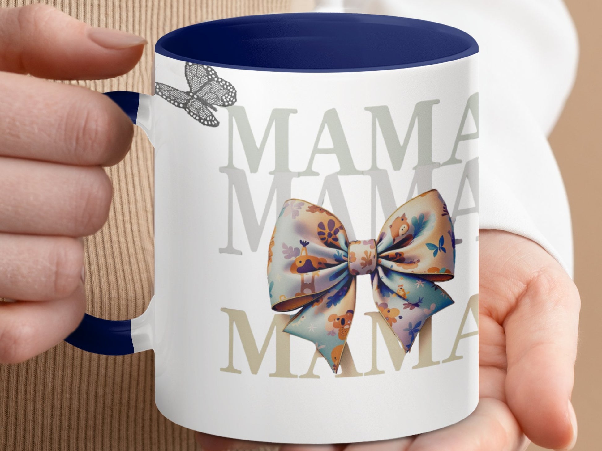 Mama Mug with Butterfly and Bow Design Product