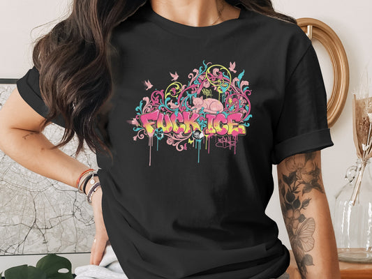 Vibrant Colorful Design Tattoo Style Artwork T-shirt