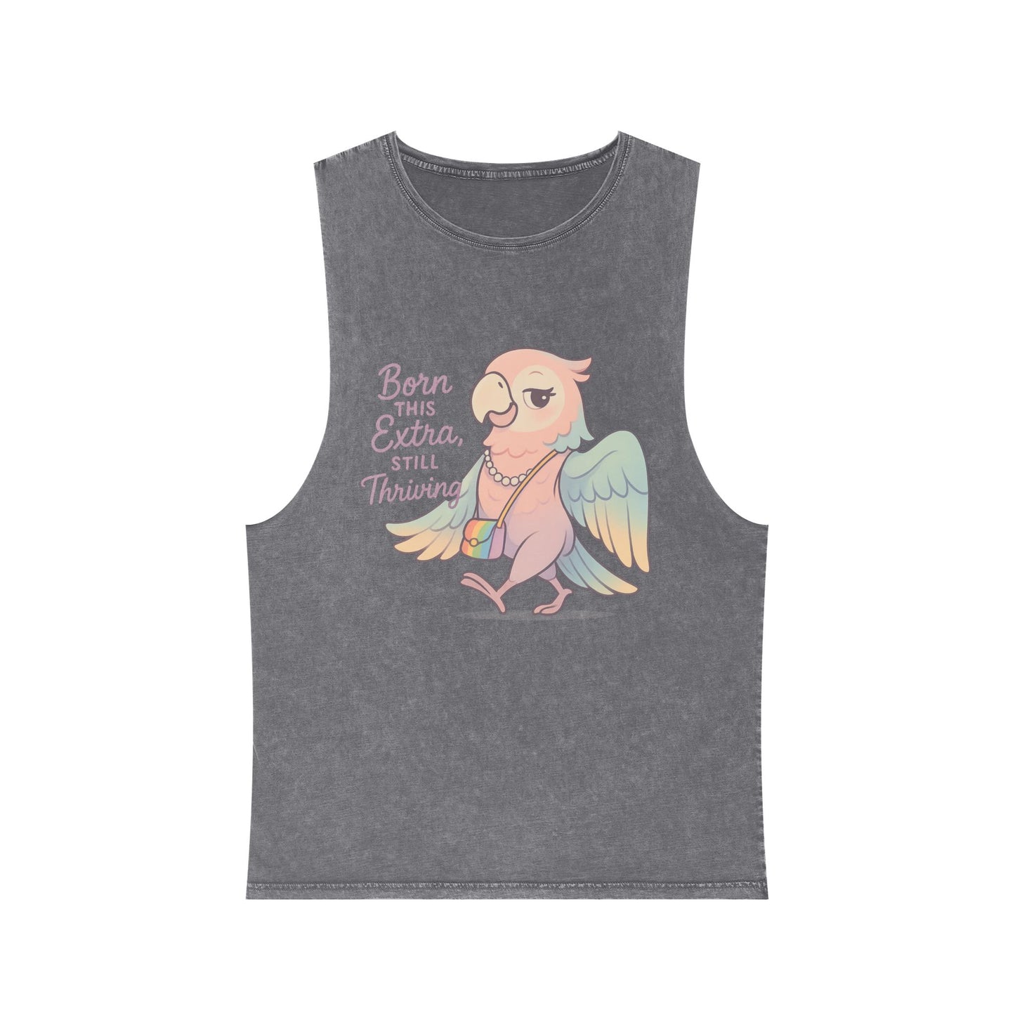 Unisex Stonewash Tank Top - Born This Extra, Summer Wear, Casual Tank, Gift for Her, Festival Top, Beach Outfit