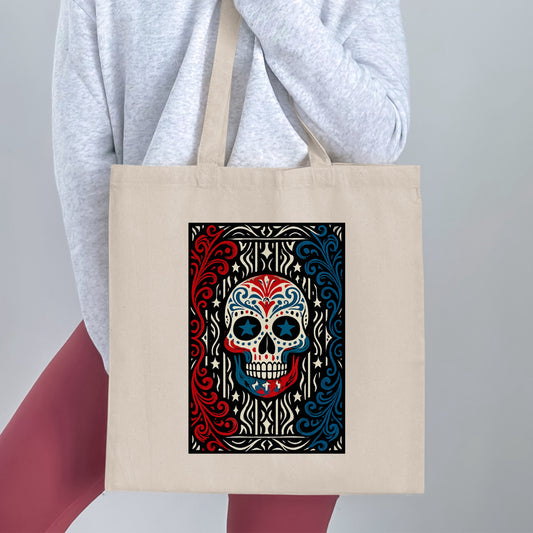 Colorful Skull Design Tote Bag Halloween Product