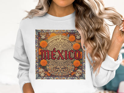 Mexico Skull and Flowers Graphic Sweatshirt product