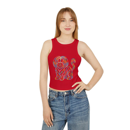 Pride tank top Colorful Dog Print Women's Micro Rib Racer Tank Top